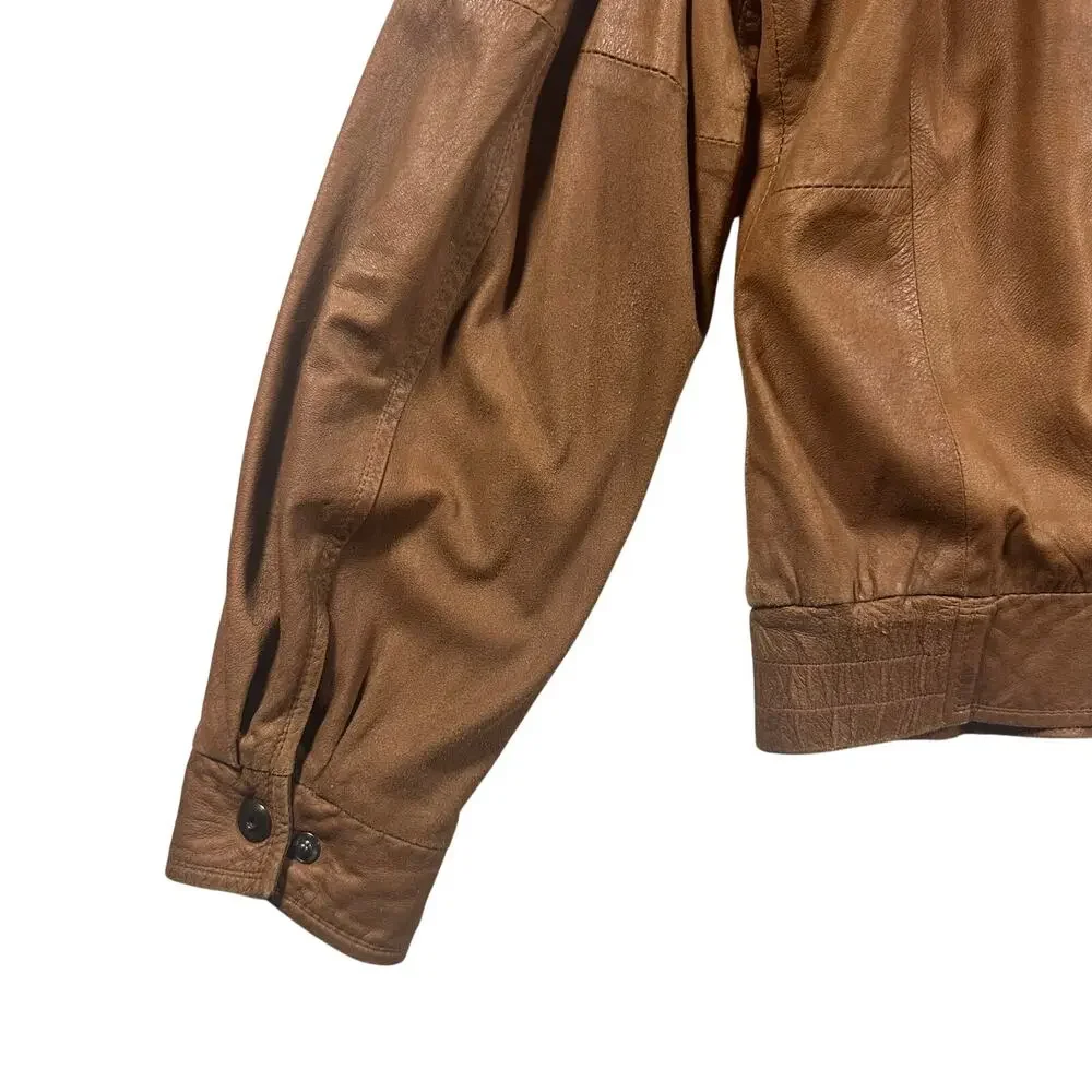Remy Vintage Brown Leather Flight Bomber Jacket Made in USA Size 42 / Large